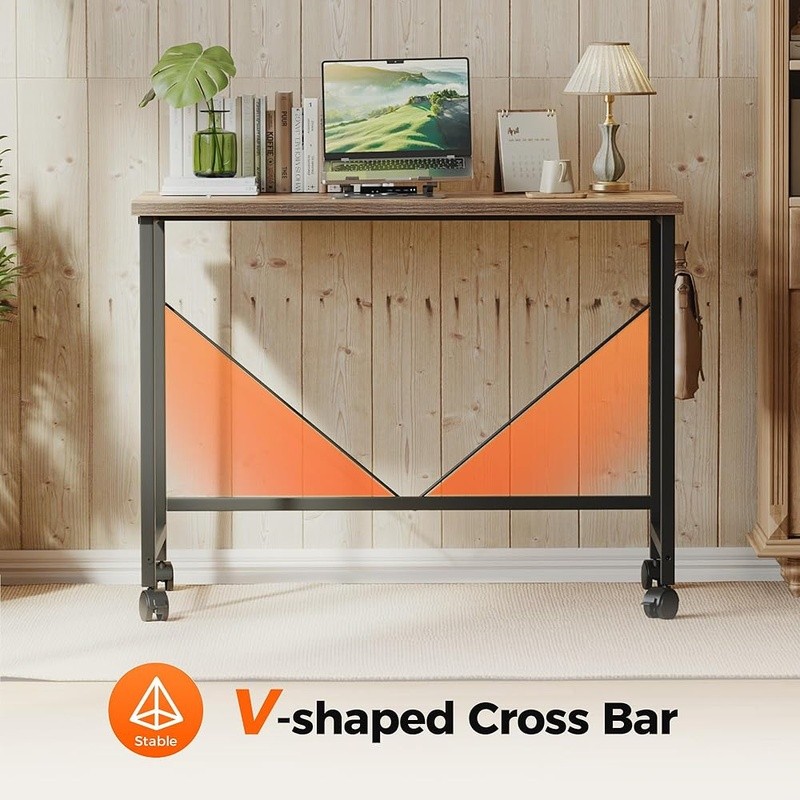 Portable Rolling Computer Desk W/ Wheels Space Saving Home Office & Study New