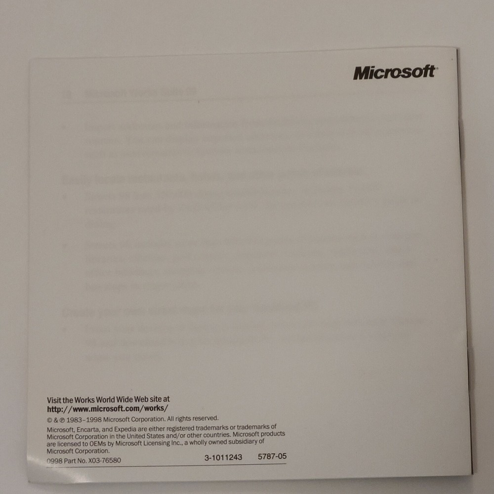Microsoft Works Suite99 Four CDs and User Guide Excellent Pre-owned Condition