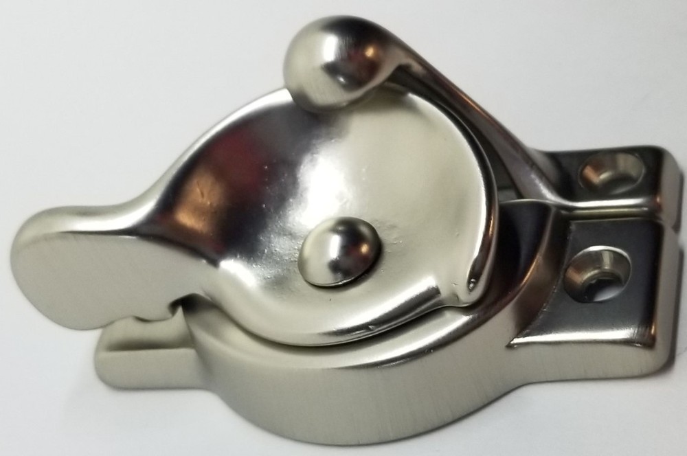 Decorative Solid Brushed Nickel Heavy Duty Spring Loaded Window Sash Lock Square