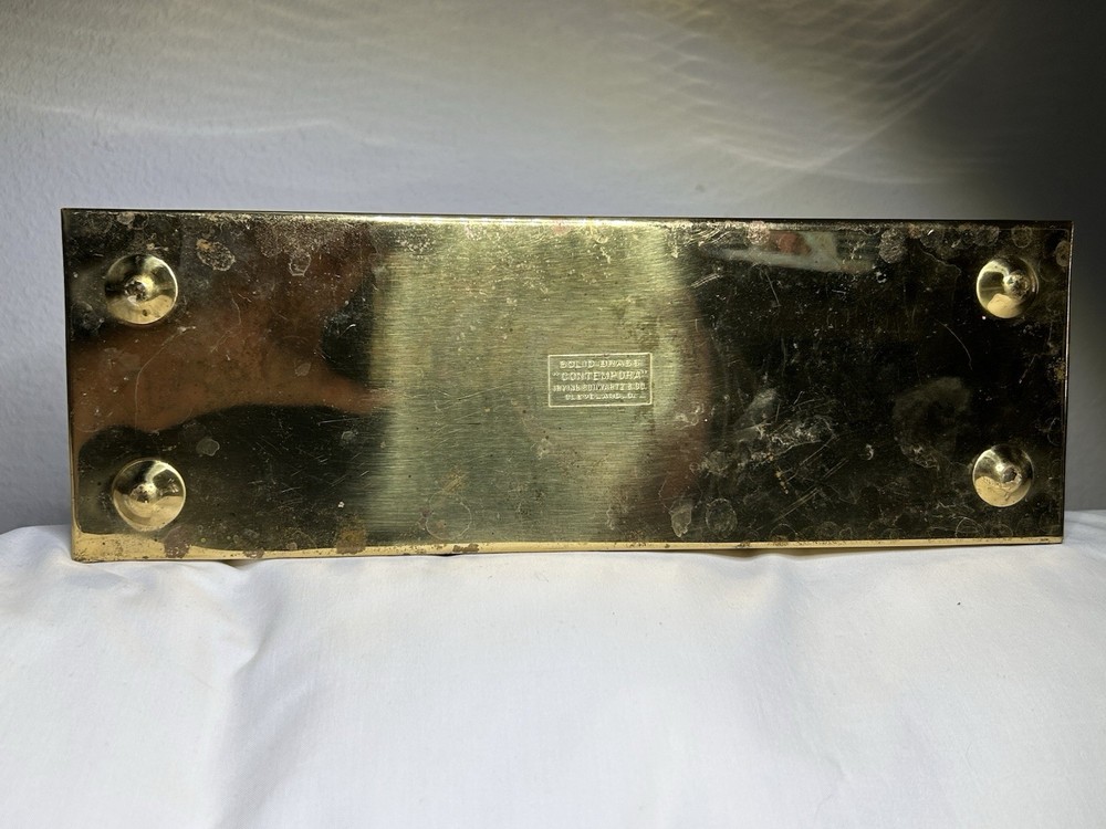 Vintage 12" Rectangular Brass Planter ~ Irving Schwartz "Contempora" Medallion