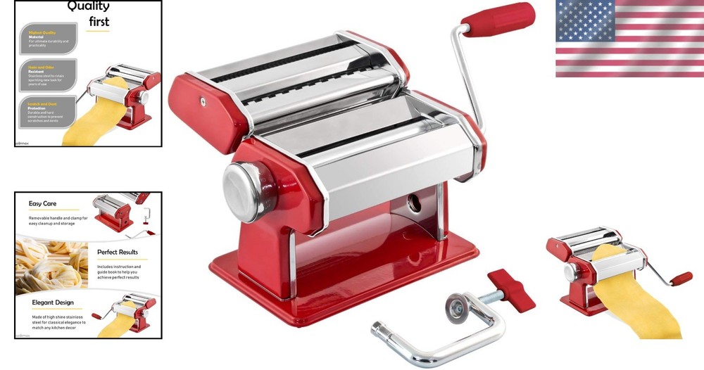 Stainless Steel Pasta Machine - Removable Handle