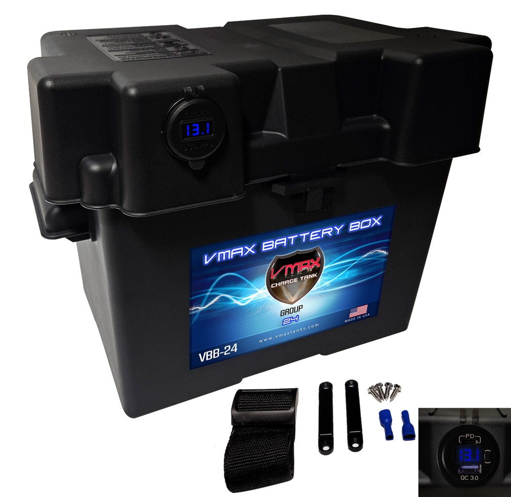 Trolling Motor GROUP 24 Smart Battery Box w/ USB/2 USB-C Voltmeter electronic