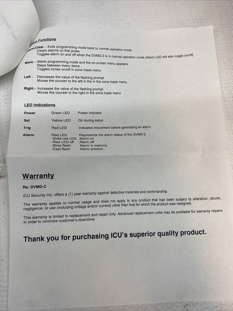 ICU Security Digital Video Motion Detector System