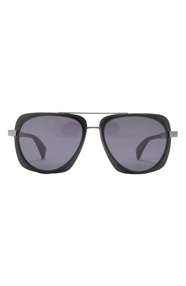 Rag & Bone Square Aviator 55mm Gradient Sunglasses | Black / Grey Lens | NEW