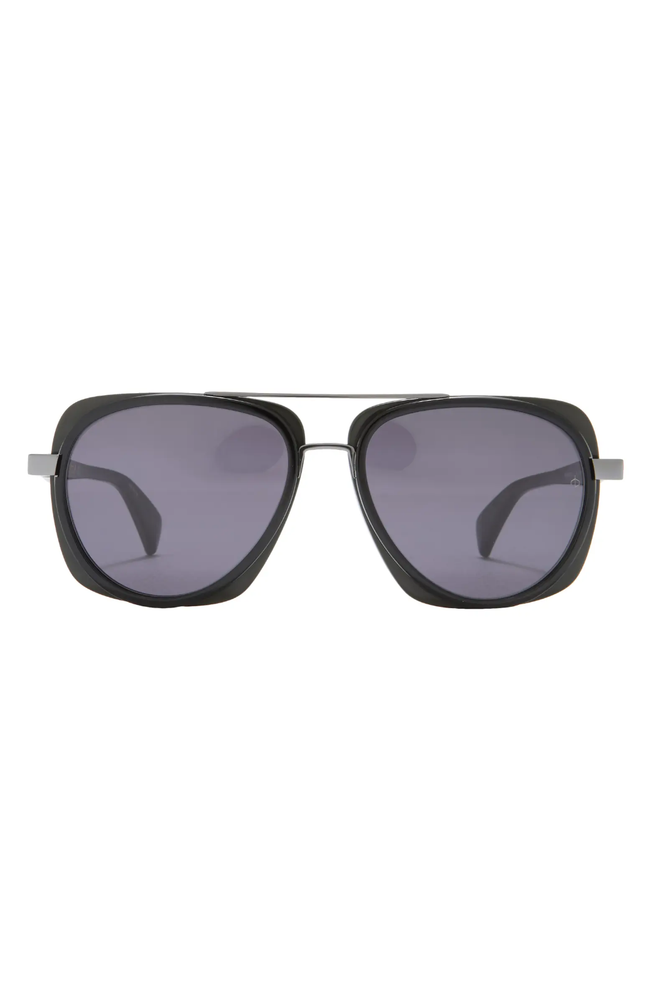 Rag & Bone Square Aviator 55mm Gradient Sunglasses | Black / Grey Lens | NEW