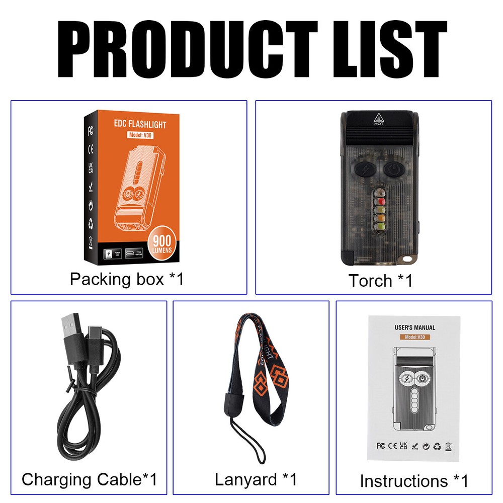 Keychain LED Flashlight Mini Light Rechargeable Torch USB Pocket EDC Lamp Work