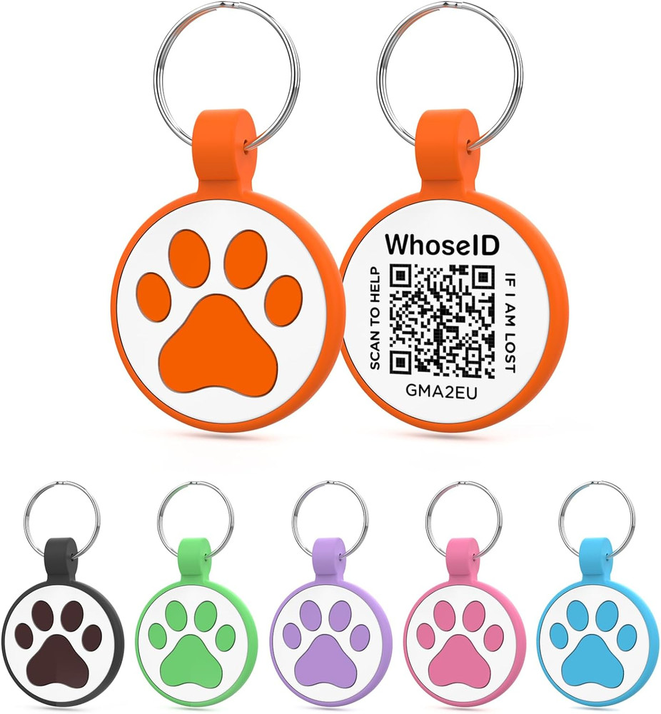 QR Code Cat Tag, Modifiable Profile, Silicone, 1.25", Orange, Med-Large Breeds