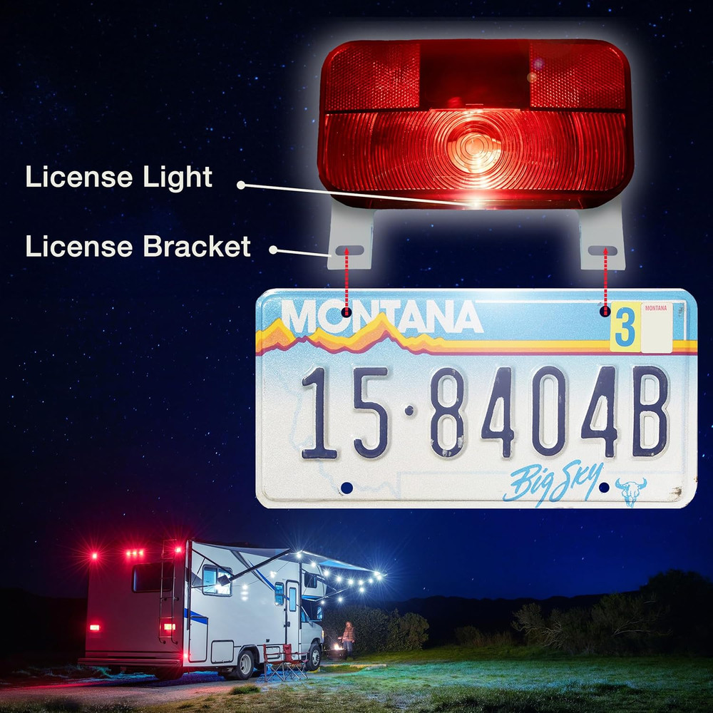 Red Surface Mount Light, License Bracket and License Light, Stop/Turn/Tail for R