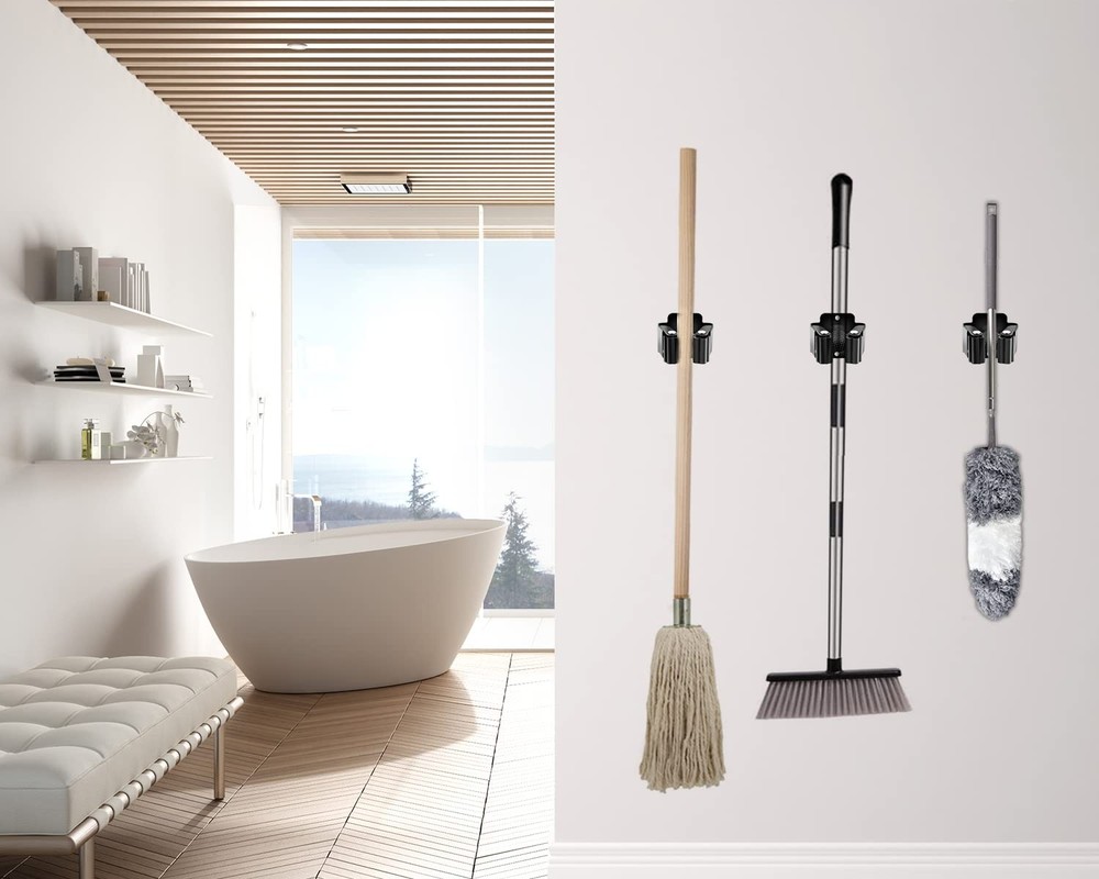 Verdenu 10 Pack Broom Holder Wall Mount, Mop 10 Pack, Black