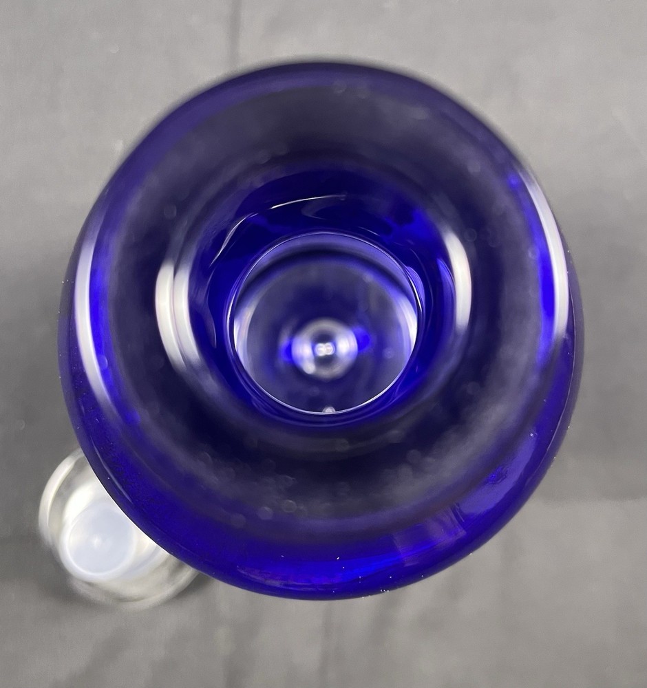 Vintage Cobalt Blue Decanter Flat Stopper Bubble
