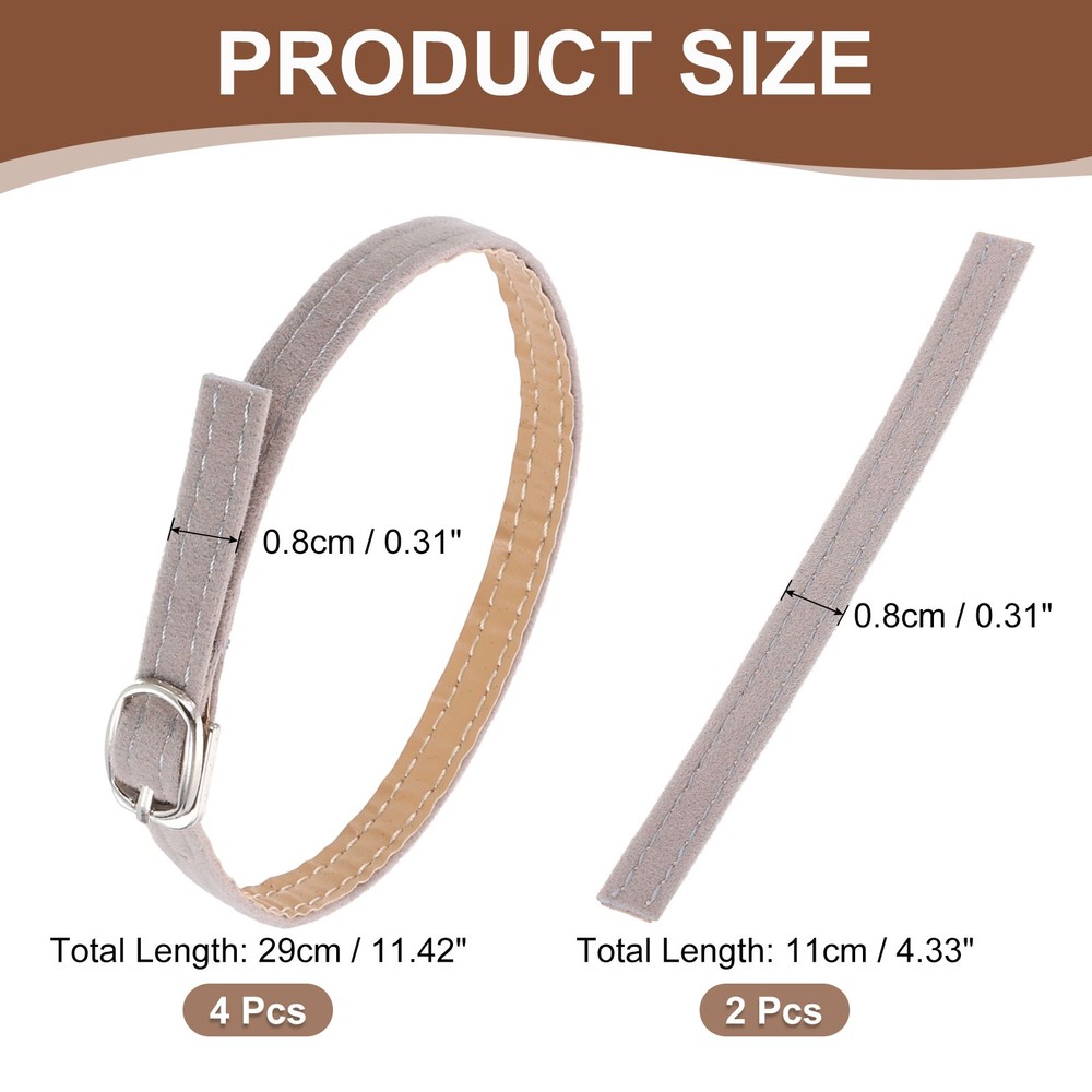 2 Pair Replacement Ankle Strap for Heels Shoe Bands, Suede Dark Gray