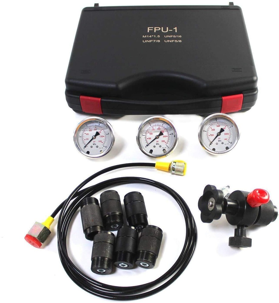 Hydraulic Nitrogen Accumulator Charging System Pressure Gague Adapter Test Kit