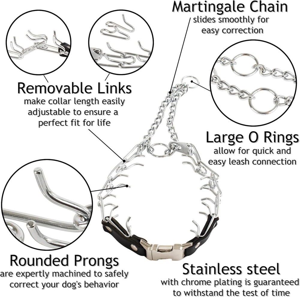 Lightweight German Prong Collar - 14-19" Adjustable Size for Effective Training