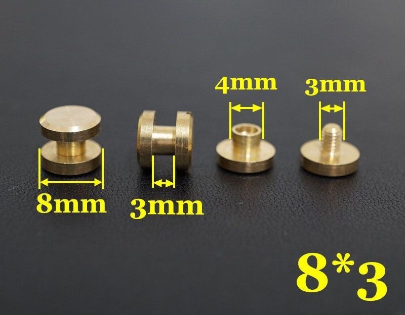 20pc Solid Brass Leather Belt Wallet Chicago Screw Nail Stud Bind Rivet