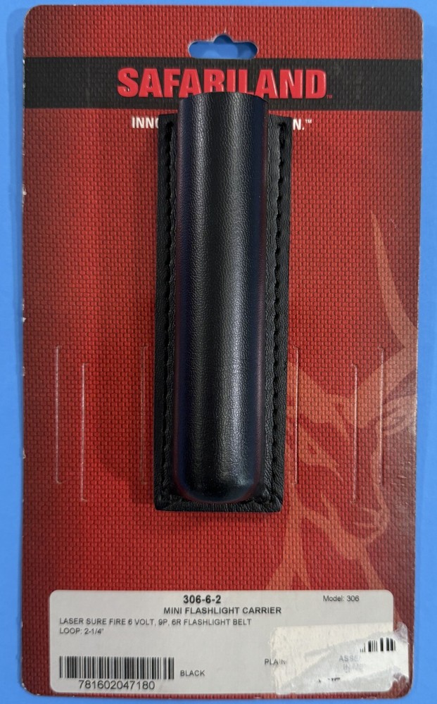 SAFARILAND 306-6-2 OPEN TOP MINI SUREFIRE FLASHLIGHT CARRIER PLAIN LOOK BLACK