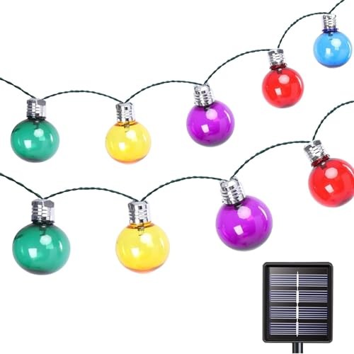Solar String Lights Outdoor, 7Ft Globe Multicolor String 1 Pack-Colorful