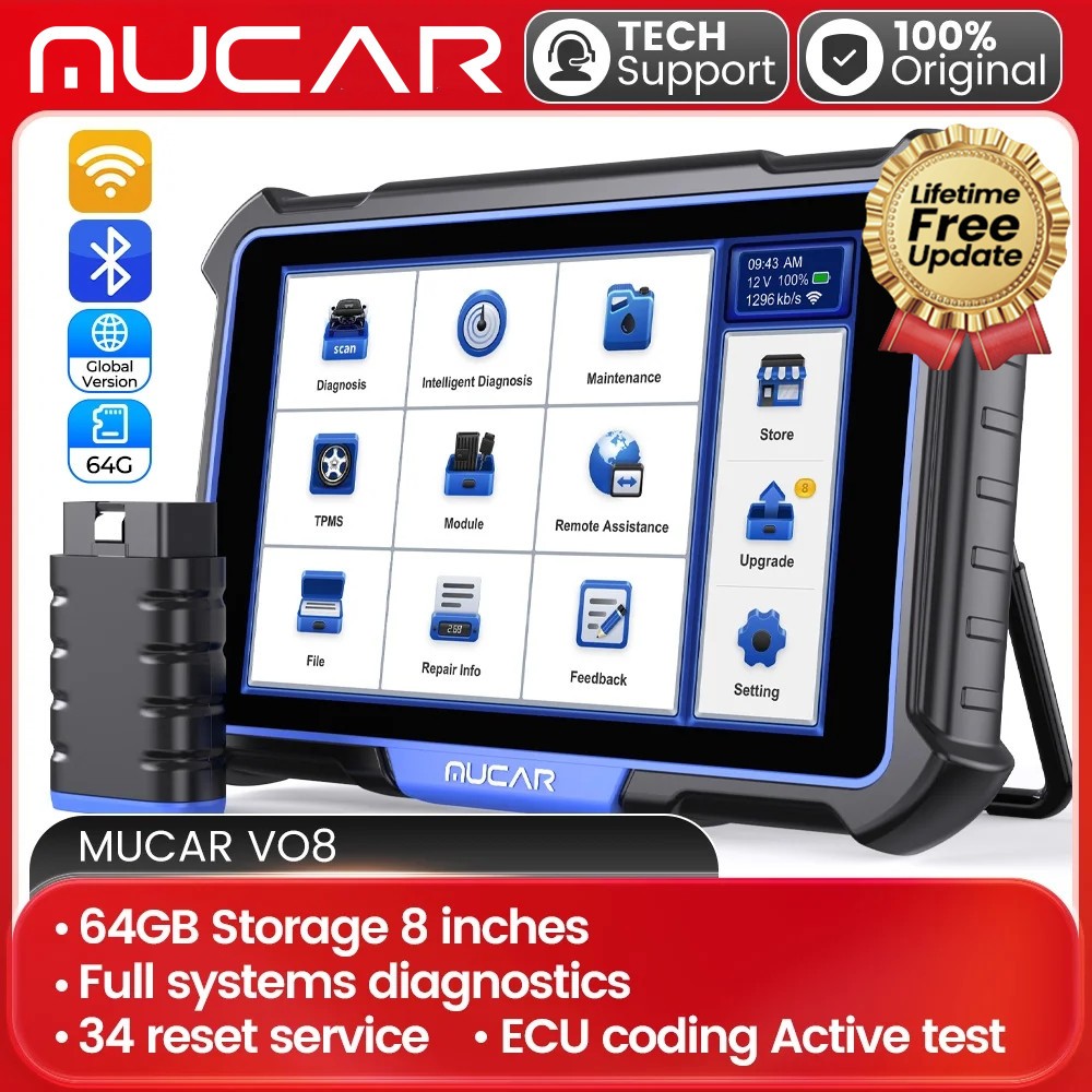 2026 MUCAR VO8 Pro Bidirectional Full System OBD2 Diagnostic Scanner E.CU Coding