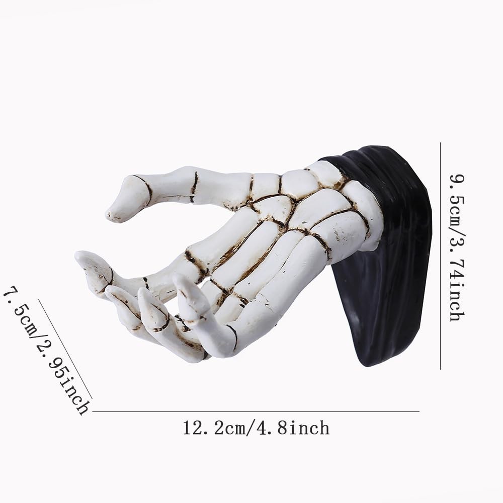 JARPSIRY Halloween Skeleton Hand Ring Holder Wall Mounted Key White