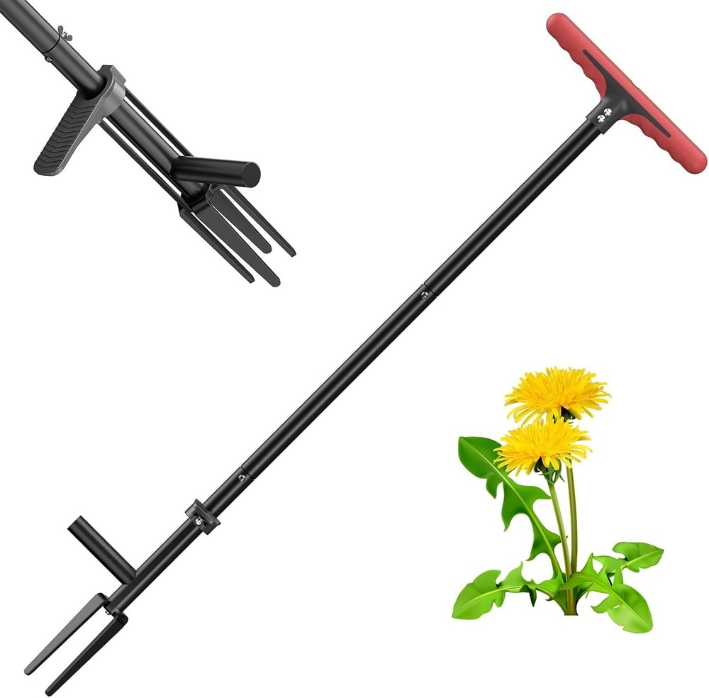 Weed Puller Tool with Long Handle,Effortlessly Remove Roots Without Bending