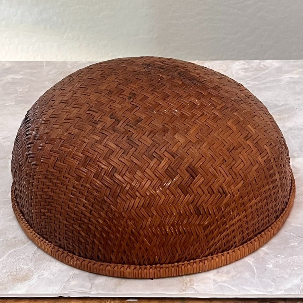 Round Bamboo Wicker Winnowing Vietnamese Basket fruit Bowl 2.5"