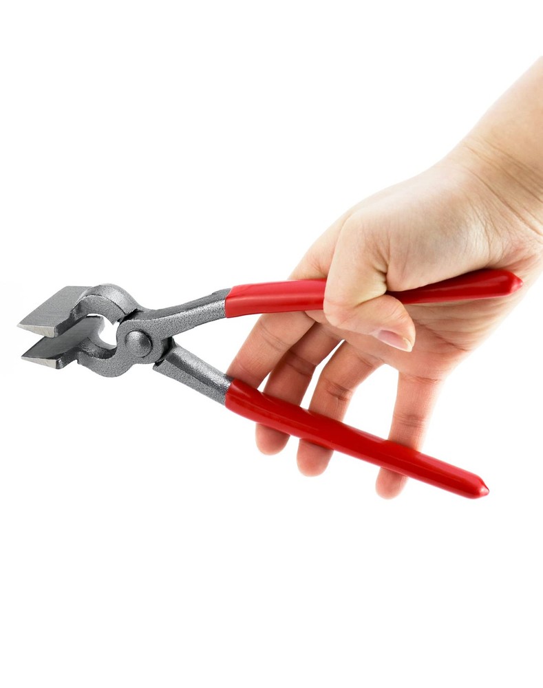 QWORK Flat Pliers Leather Press Pliers, Edge Adjustment Red