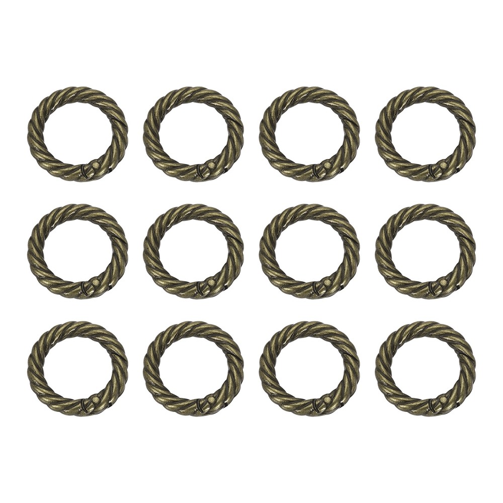 12pcs Spring O Rings 3/4" Round Trigger Metal Snap Hook Key Ring Bronze