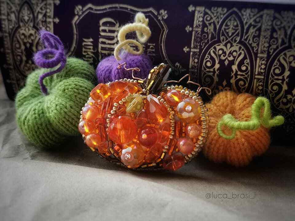 Crystal Art Beadwork kit for creating brooch BP-242C Pumpkin