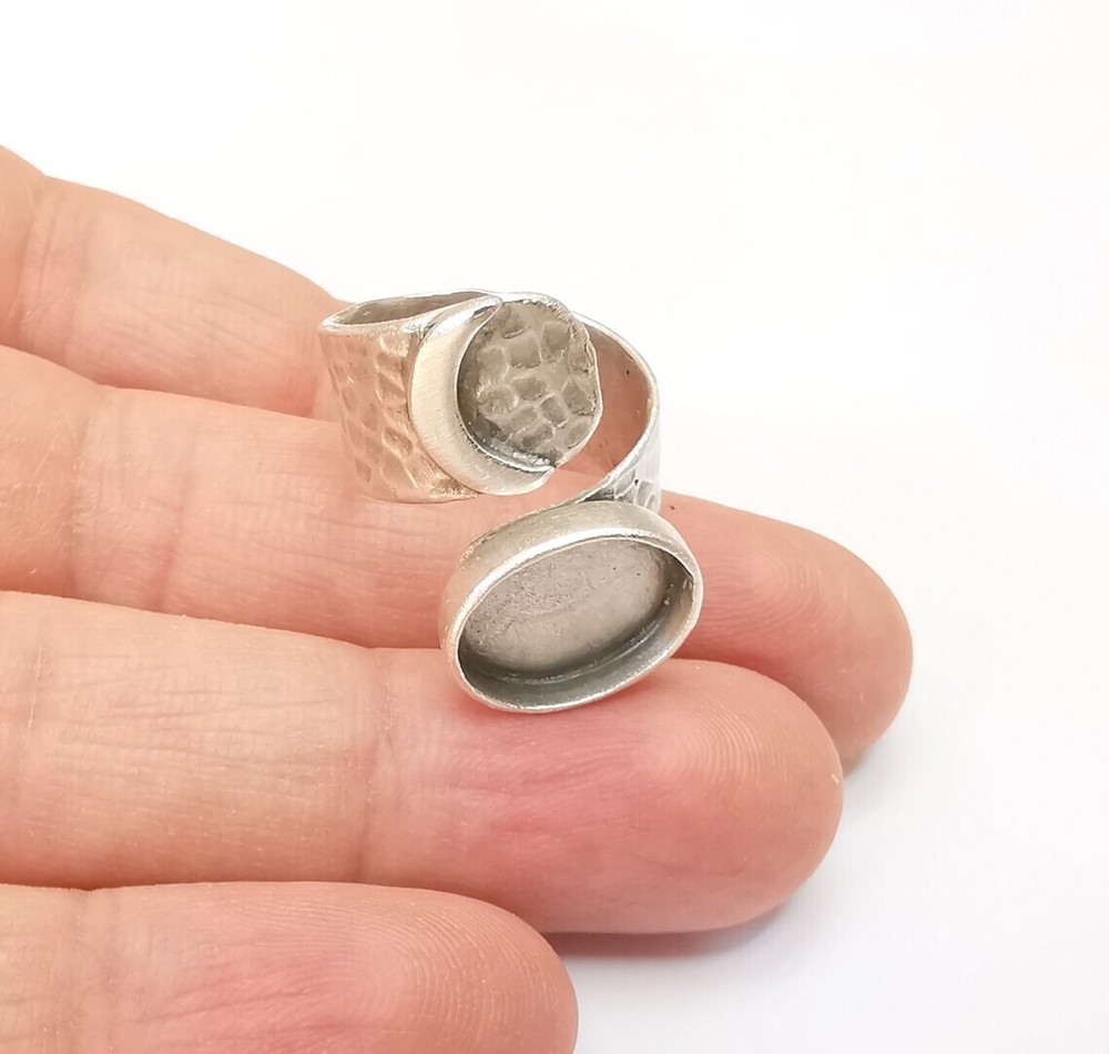 Crescent Ring Setting Blank Cabochon Ring Mounting Adjustable Wrap Ring Base
