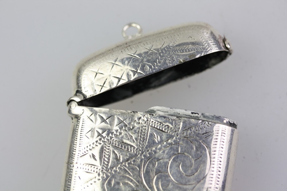 Turquoise Antique Silver Vesta Case