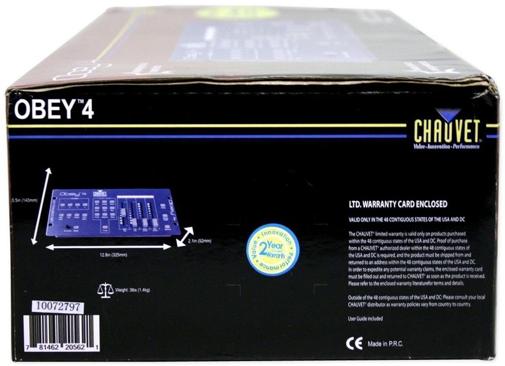 Chauvet Obey 4 Compact DMX-512 LED Wash Light Lighting Controller+Backpack