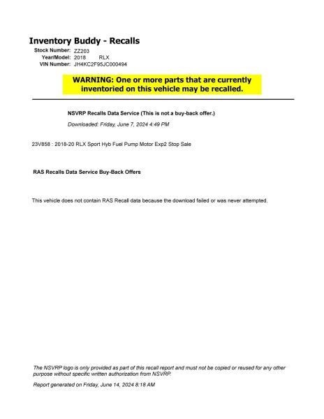 Dash Mounted Head-up Display Fits 16-20 RLX 459182