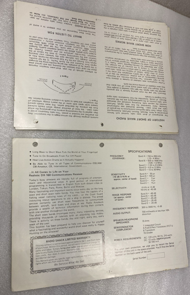 Realistic DX-160 Solid State Communications Receiver Powers On. READ