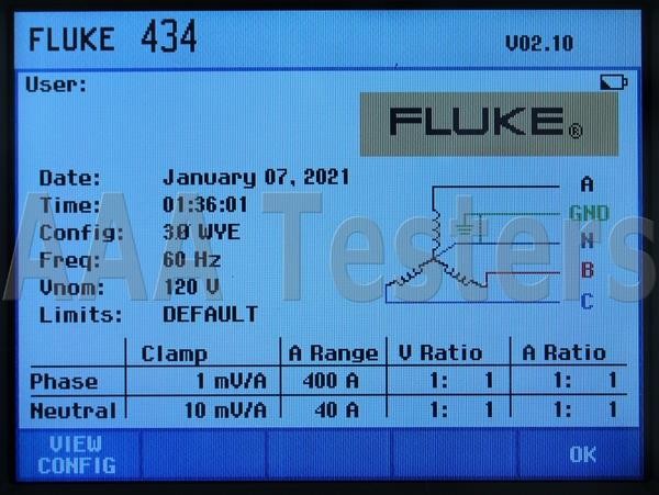 Fluke 434 Three Phase Power Quality Analyzer Meter w/ Interharmonics Memory