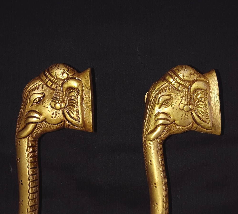 Brass Elephant Side Face Door Pull Set Animal Design Kitchen Door Handle CA357
