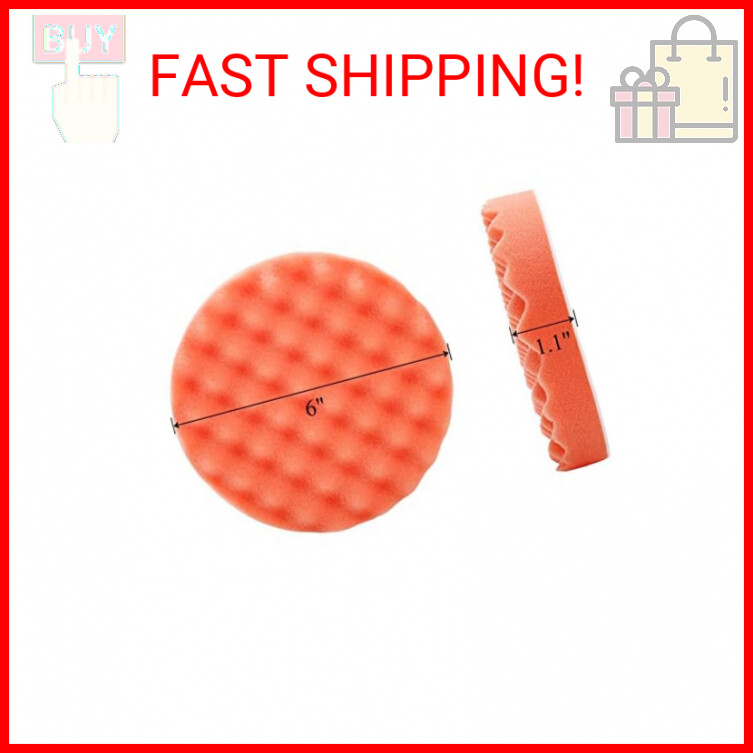 Fasmov 8 Pack 6" Buffing Polishing Pads Waffle Buffing Pads, Orange Microfiber B