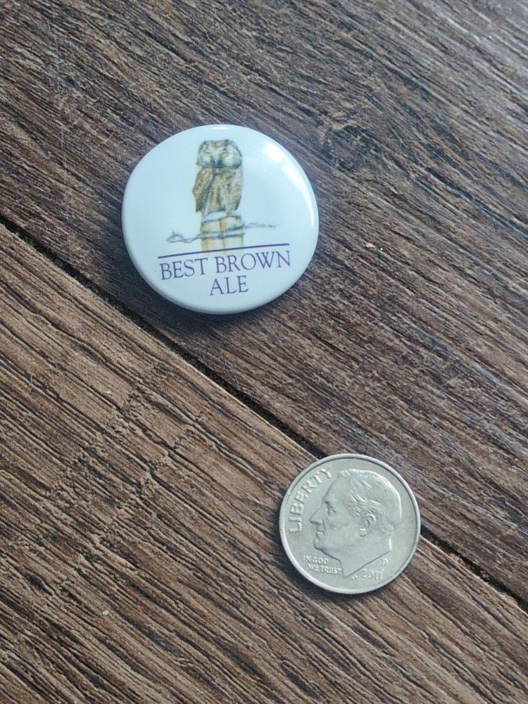 Best Brown Ale Pin Button Owl Design Pin