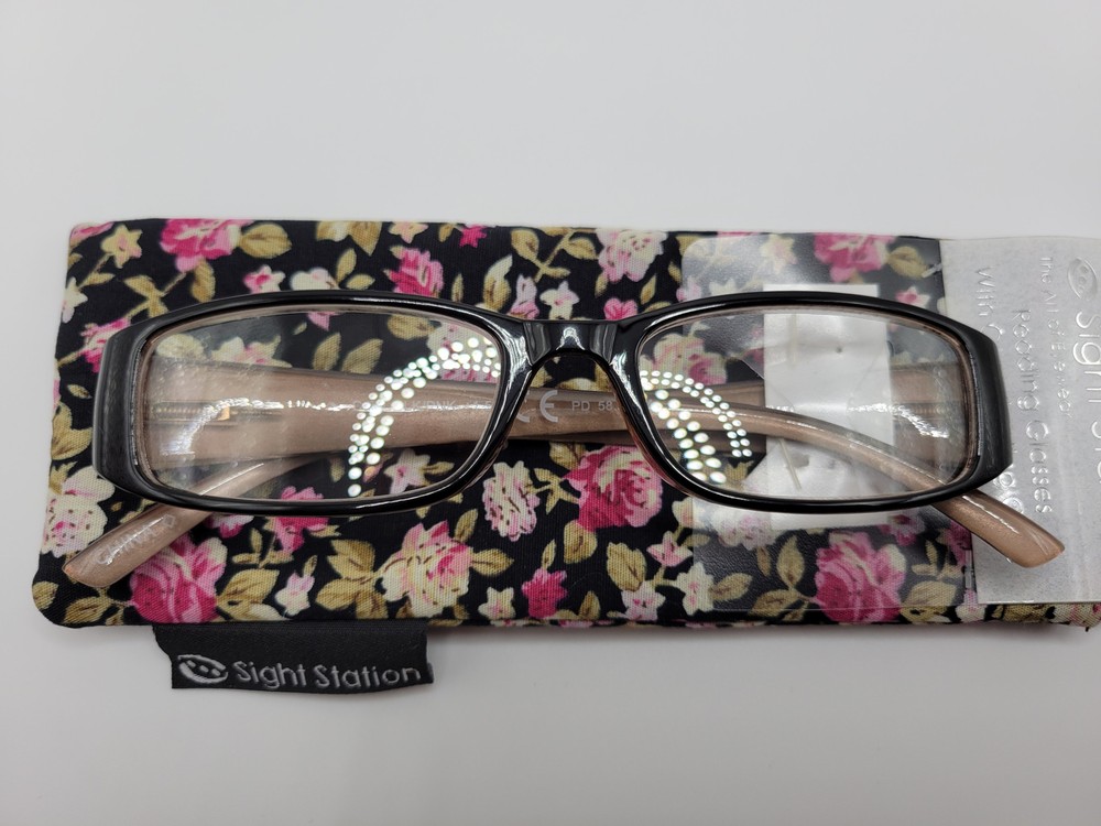 Foster Grant Caity Black Pink Reading Glasses + Case Choose Strength