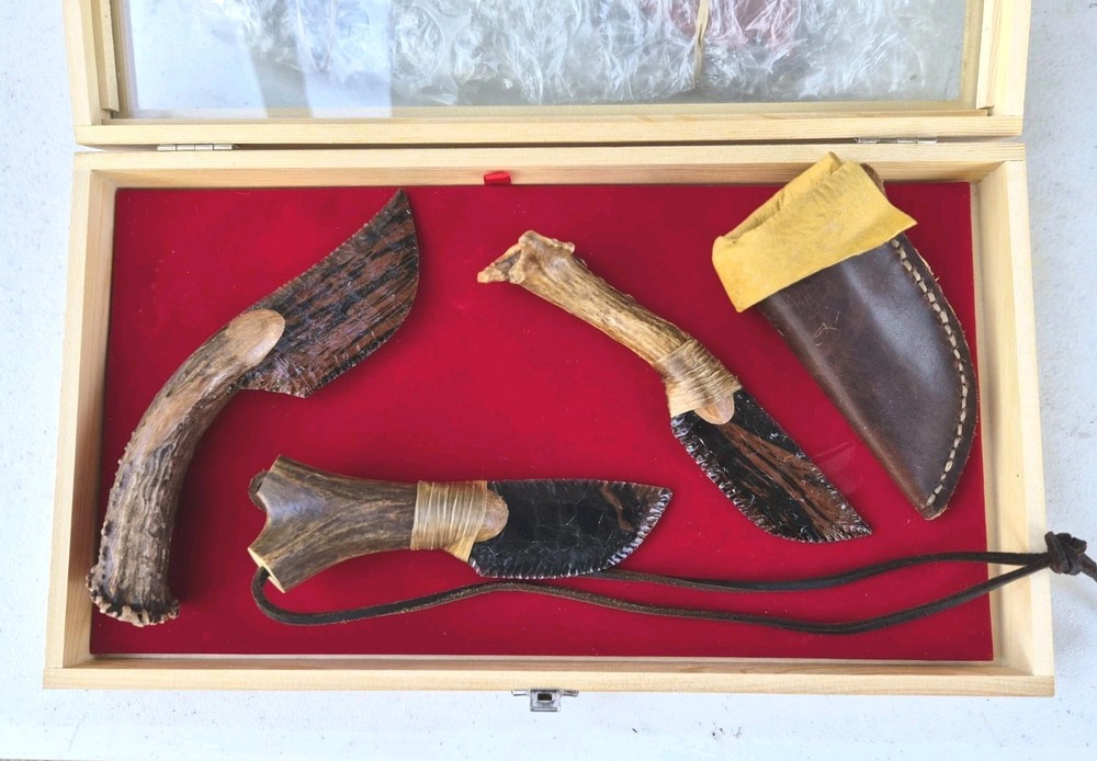 Triple Flow Obsidian Knifes, Flint Knapping, ENTIRE COLLECTION !