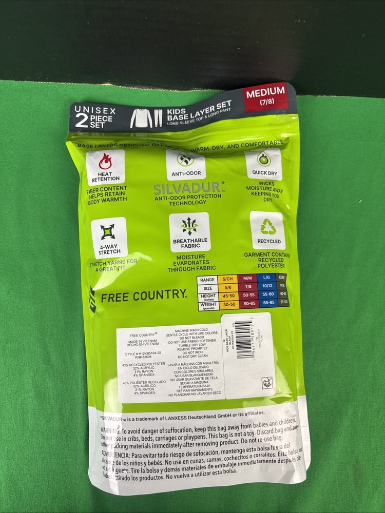 Free Country Kids 2-Piece Base Layer Set Size Medium Black