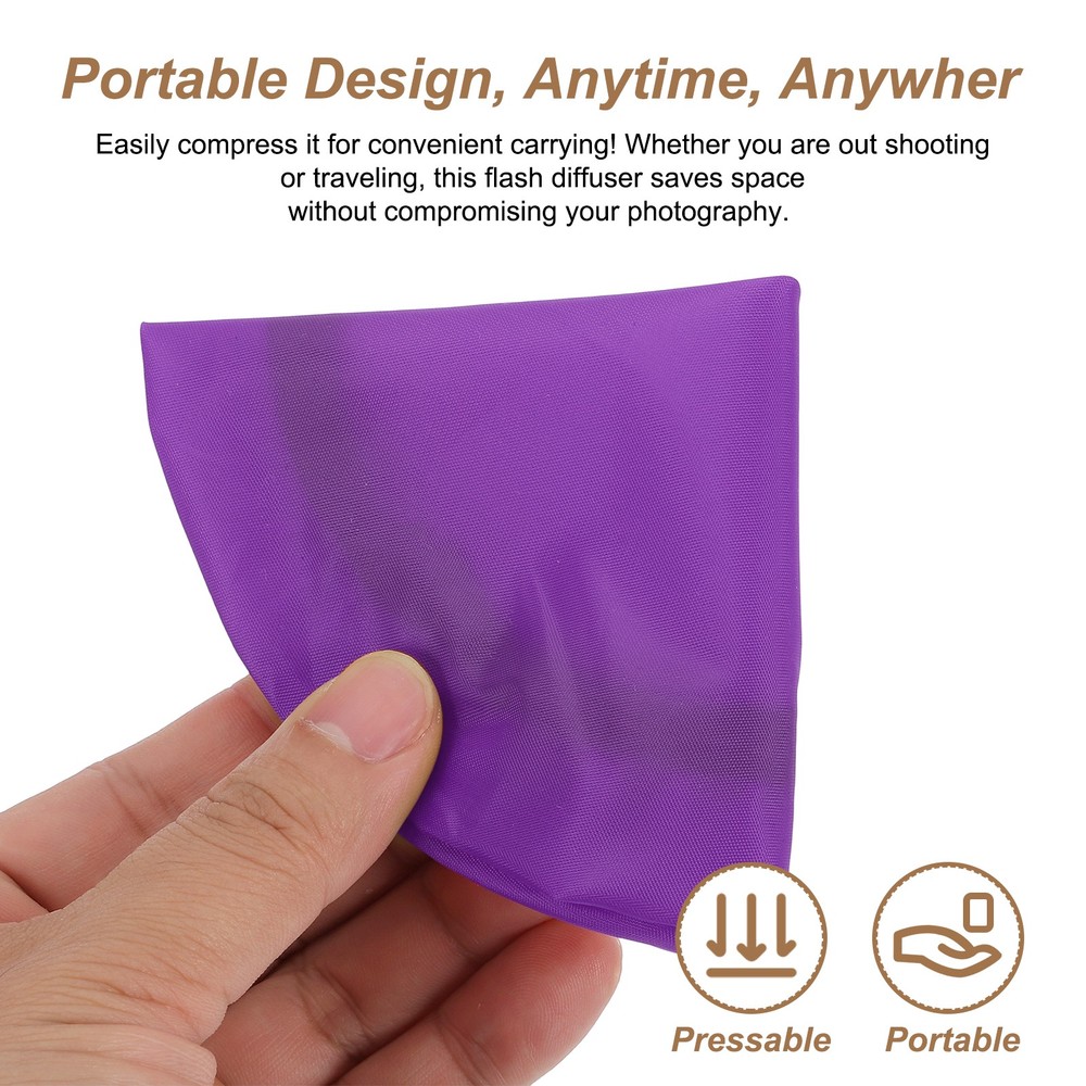 2pcs 7.1" x 7.1" Soft Mini Flash Bounce Diffuser Cap, for Flashlight, Purple