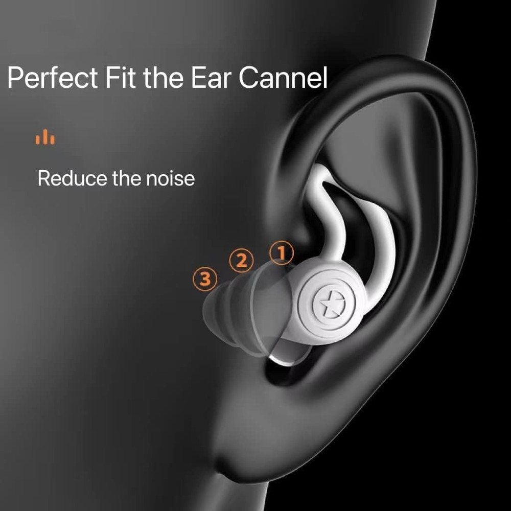 Toeah Silicone Earplugs Grey 40dB (SNR) with Case - 3pc assorted pairs