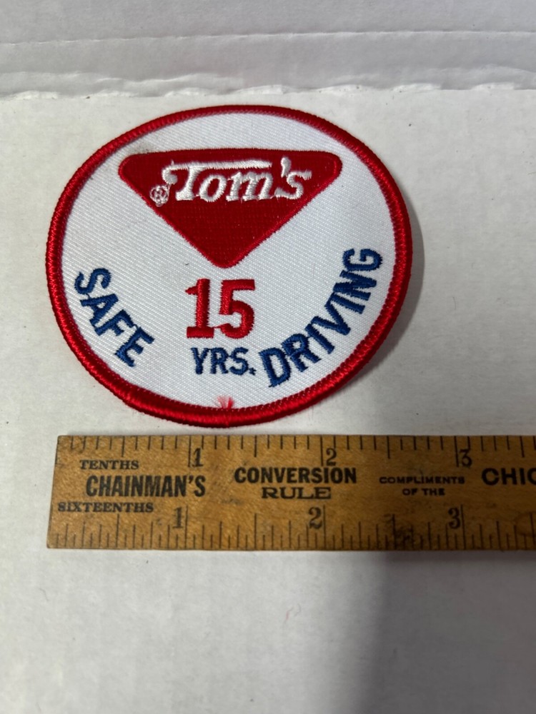 Vintage Tom’s Peanuts Cloth Patch Safe 15 YR. Driver