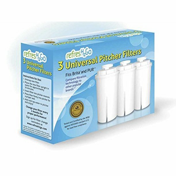Refresh2Go Universal Pitcher Replacement Filters, White (3pack)