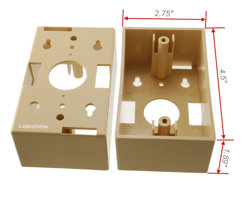5-Pack Single Gang Surface Mount Junction Box for Face Plate, 1.89" Deep, Ivory