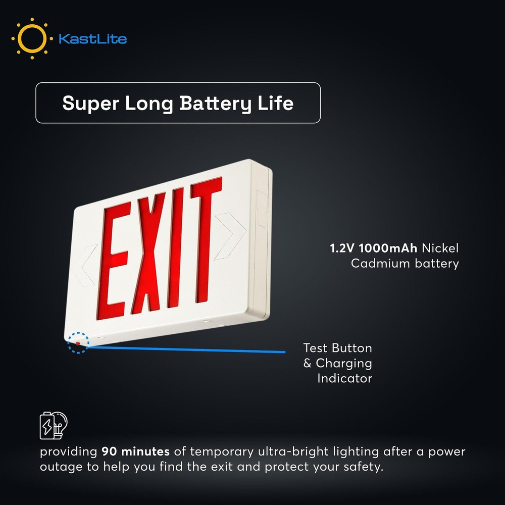 KASTLITE LED Exit Sign | Emergency Exit Sign with 90 Min Battery Backup | Ceilin