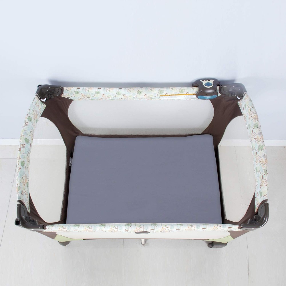 Biloban Pack and Play Sheets Fitted, n /Playard Sheets, Grey & Pink