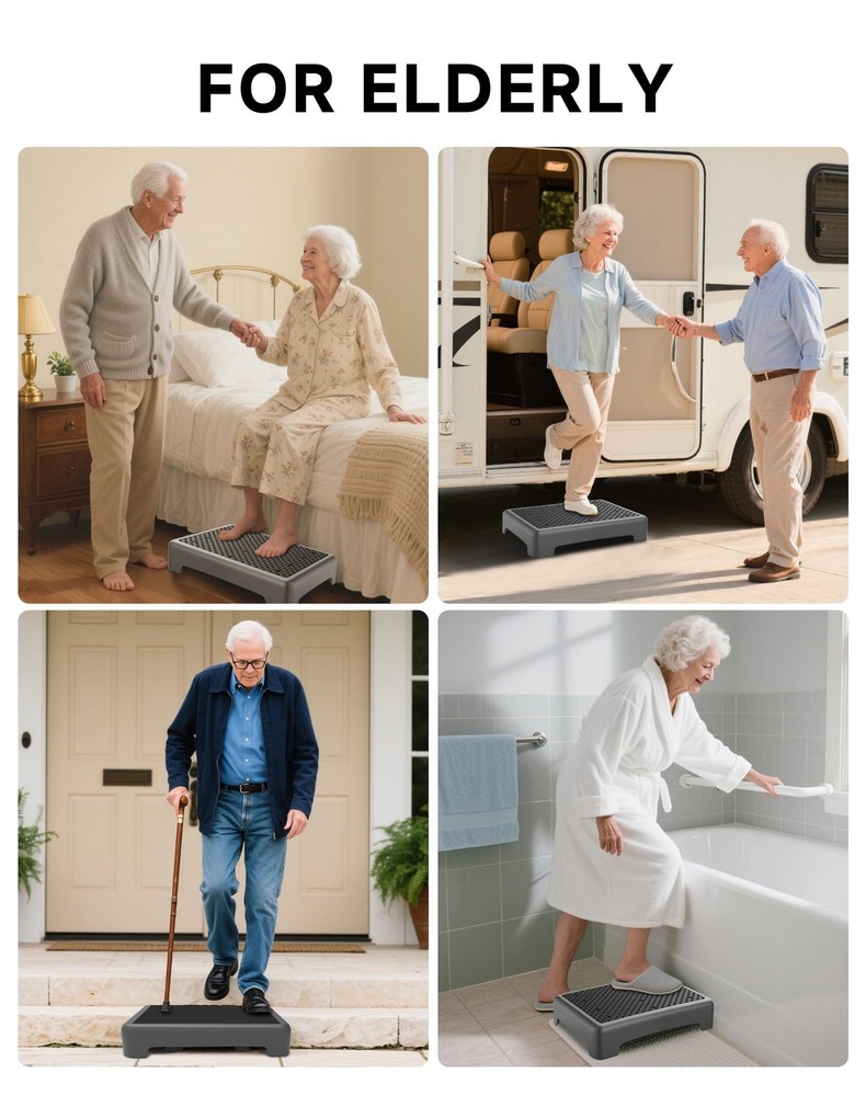 Mobility Step Stool for Adults, Bed Step Stools, 680 LBS Capacity Safety Step...