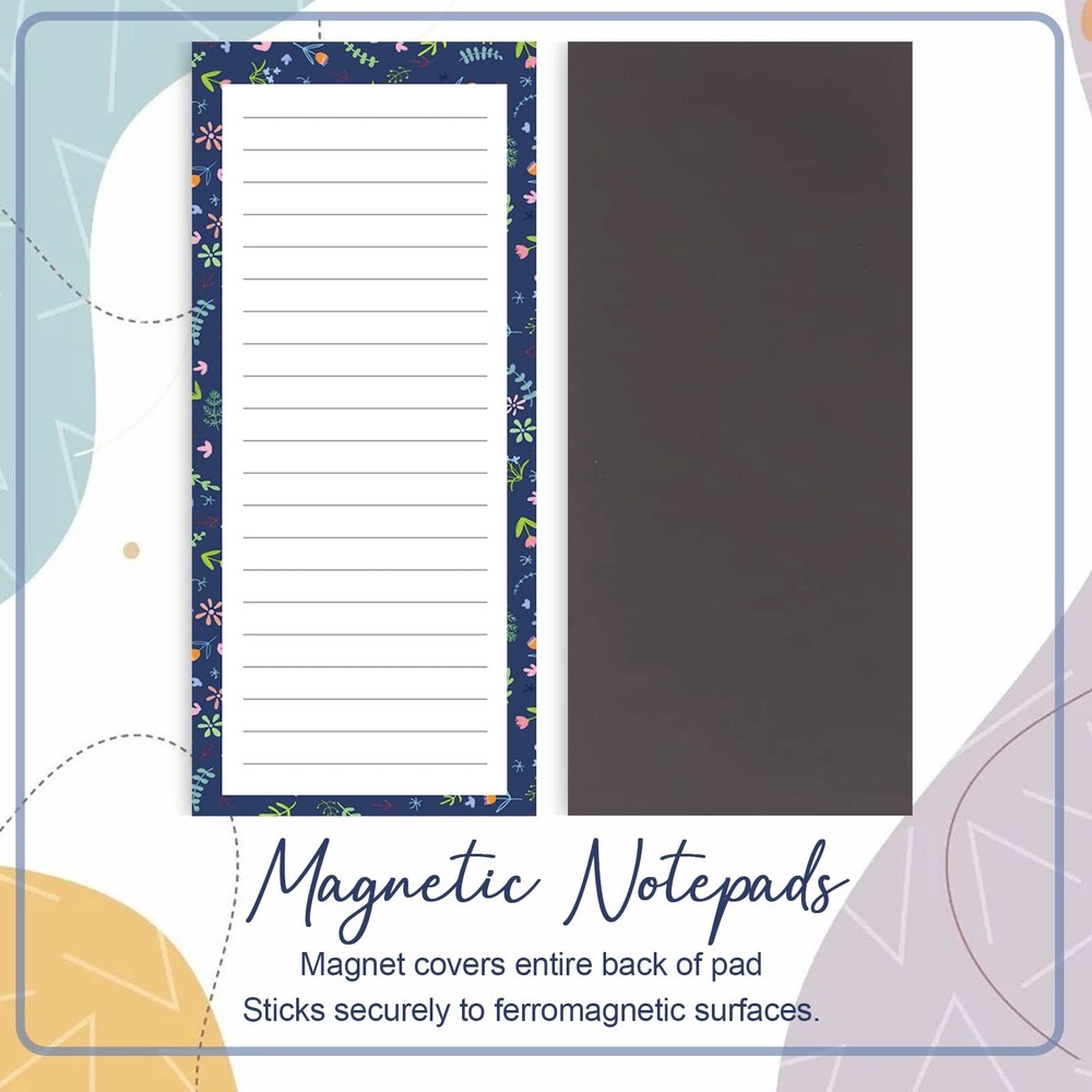 Refrigeor Notepad Set, 4 Pads, 50 Sheets Each, Flower Pattern, Multicolor