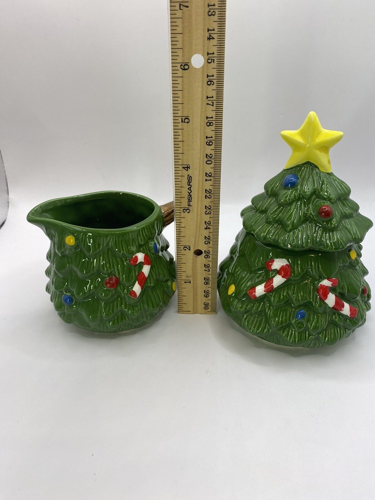Ceramic Christmas Tree Cream & Sugar Set