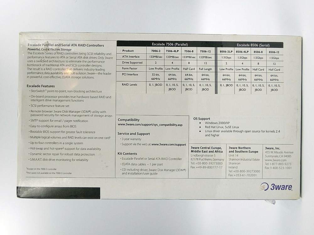 NEW NIB SEALED 3ware Escalade ATA RAID Controller 7006-2